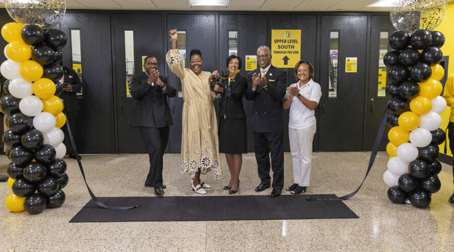 Bowie State University ribbon cutting at new basketball arena, funded by Kevin Durant and the Durant Family Foundation on September 21, 2023